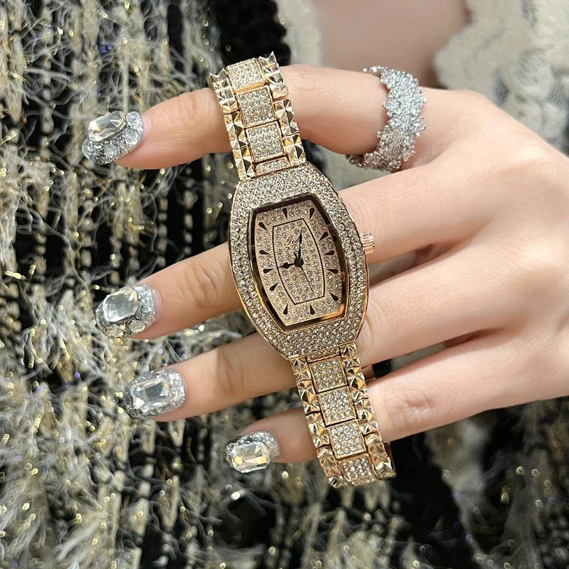 Glitter Diamond Studded Fashion Women's Accessories Quartz Watches for Wrist Trend Luxury Designer Gifts Y2k Girls Wristwatches