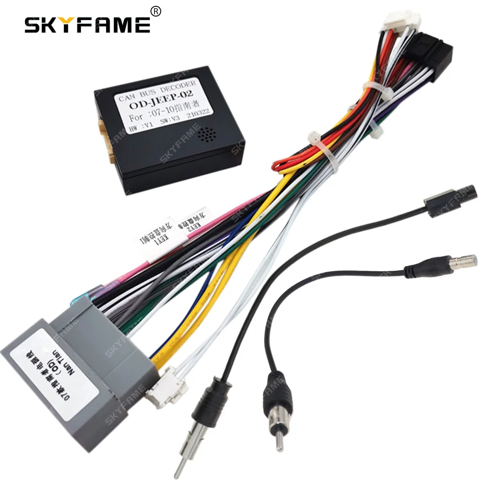 SKYFAME-Adaptador de arnés de cableado para coche, decodificador de caja Canbus de 16 pines para Dodge Caliber Jeep Compass Jeep Grand Cherokee WK od-jeep-02