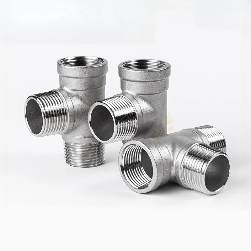 DN6/DN8/DN15/DN25 male+male+Female Threaded 3 Way Tee T Pipe Fitting 1/4