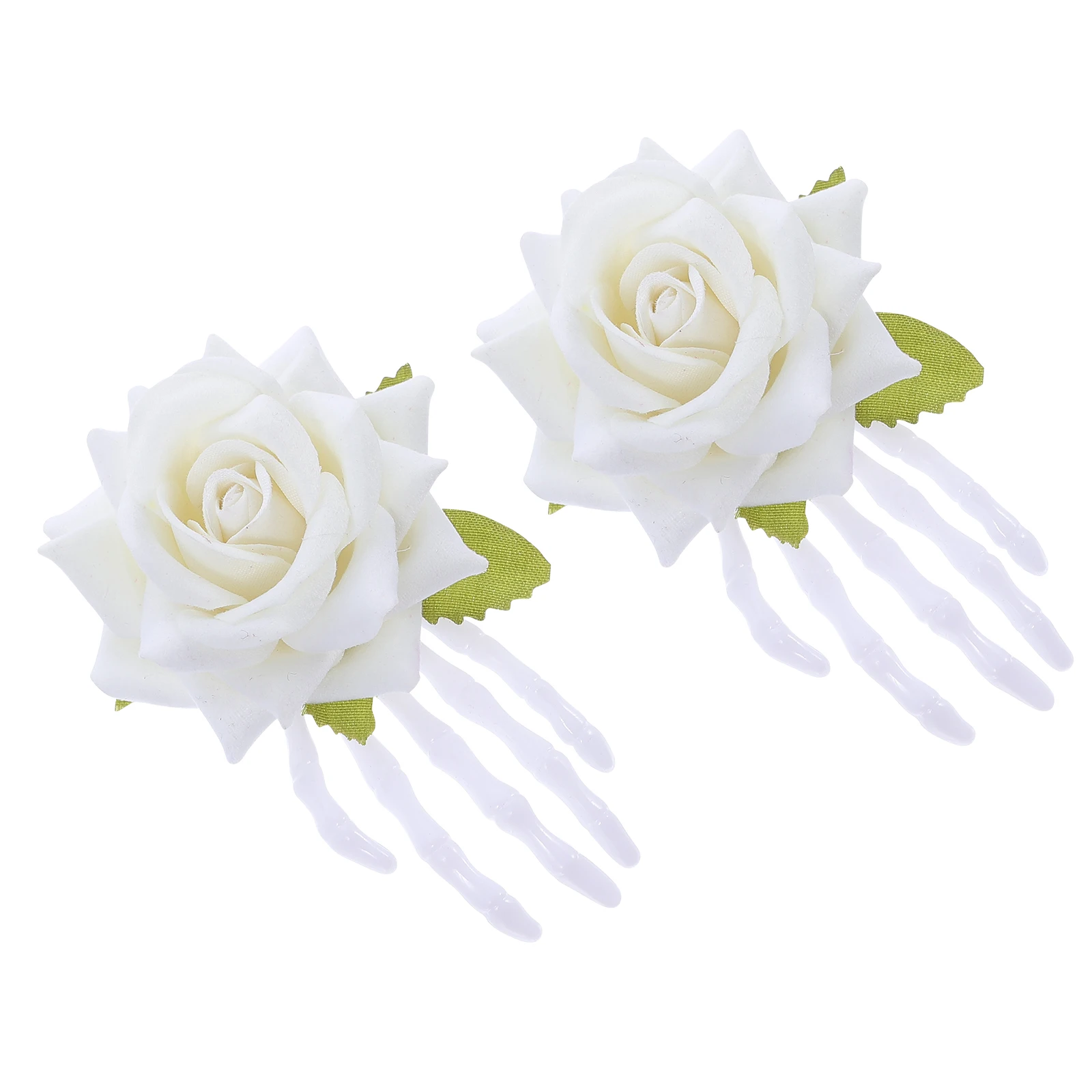 

2Pcs Rose Hairpins Durable Halloween Party Accessories Girls Hairclip Non slip Easy Wear Unique Skull H Bone