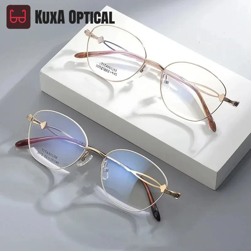 Quality Pure Titanium Reading Eyeglasses Women Prescription Glasses Light Myopia Presbyopia Lens Elegant Spectacle Fashion Gafas
