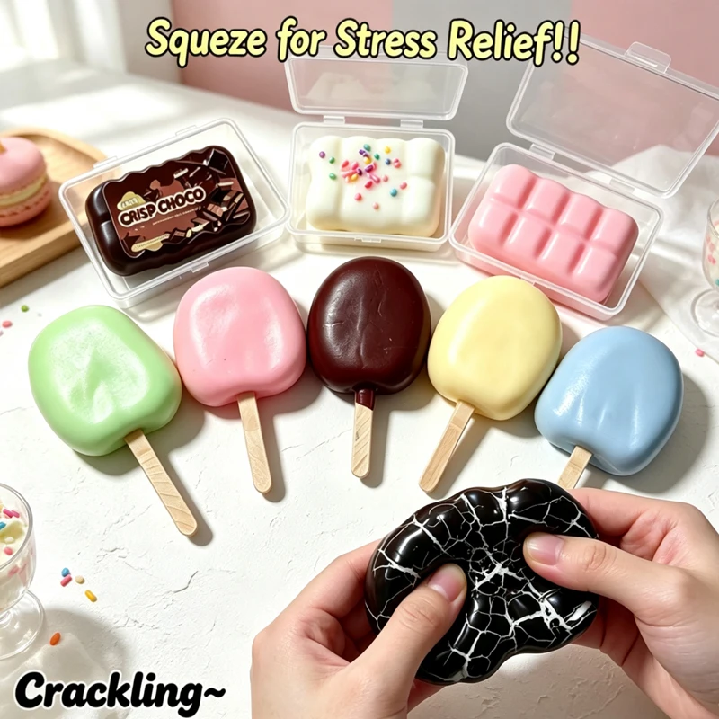 Wax Skin Ball Handmade Chocolate Ice Cream Crispy Crunch Hand Squish Fidget Release the Mood Desk Decor for Daily Decompression