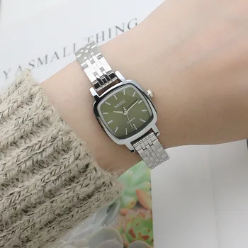 Luxury Fashion Square Women's Watches Brand Ladies Stainless Steel Band Quartz Wristwatch Classic Silver Femme Relogio Feminino