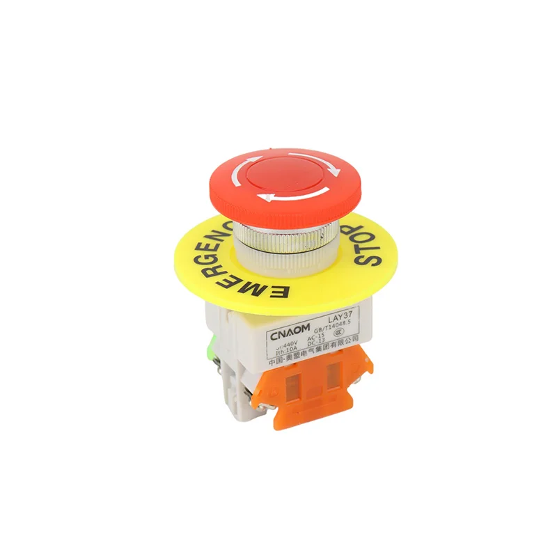 Red Mushroom Cap 1NO 1NC DPST Emergency Stop Push Button Switch AC 660V 10A Switch Equipment Lift Elevator Latching Self Lock