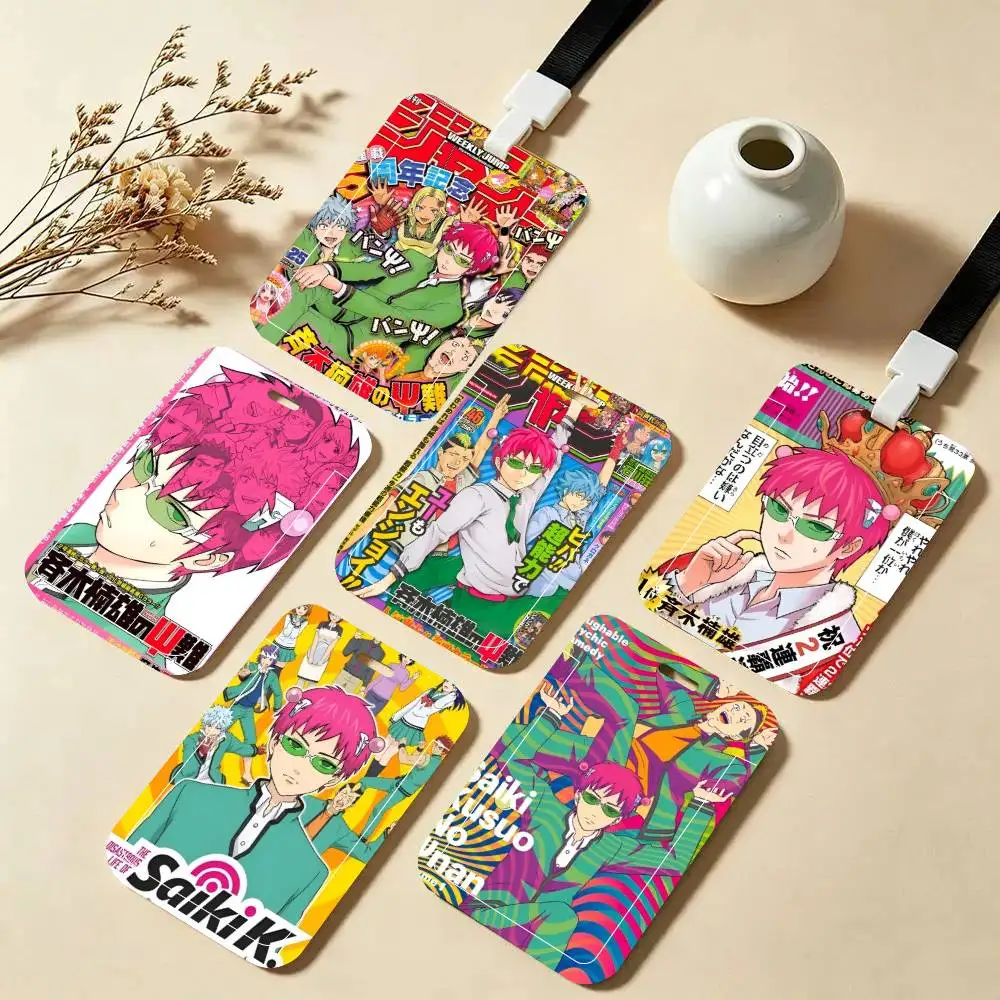 

Saiki K Japanese Anime ID Card Holder Neck Strap Pendant Door Badge Holder Lanyards Keychain Work Credential