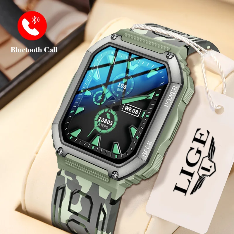LIGE Bluetooth Calling Smartwatch For Men Outdoor Sport Fitness HD Screen Waterproof Watches Blood Oxygen Monitoring Smart Watch