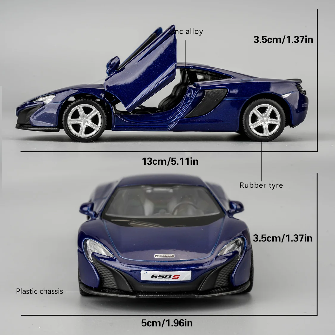 1:36 McLaren 650s Samochód zabawkowy, odlewany model samochodu, otwarte drzwi, kolekcja zabawek dla dzieci w wieku od 3 lat, prezent czerwony