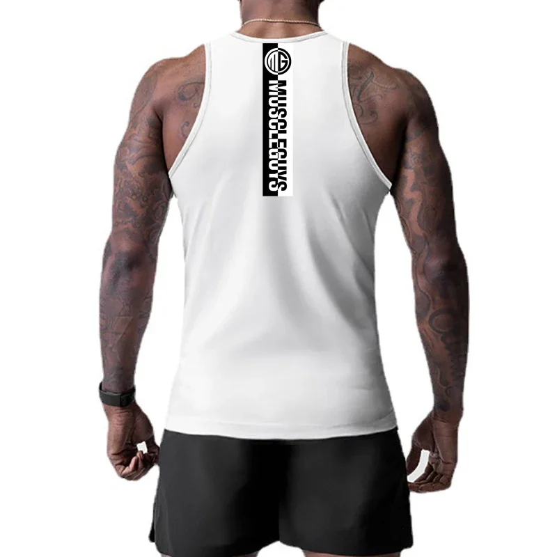 Gym Sport Tank Tops Mens Casual Sleeveless T-Shirts Workout Muscle Clothing Bodybuilding Fitness Vests Summer Quick Dry Singlets