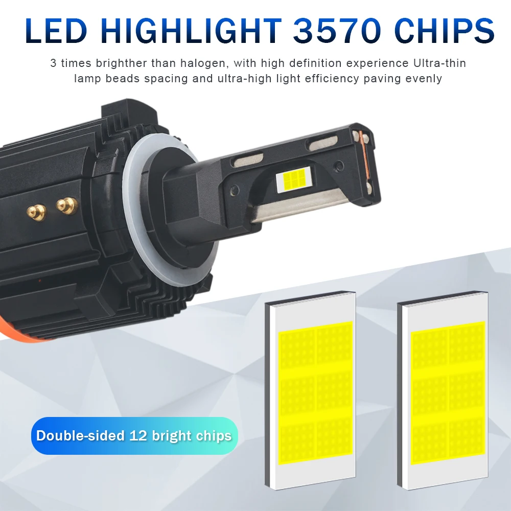 مصابيح أمامية خالية من الأخطاء في الحافلة ، رقائق CSP لفولكس فاجن جولف 6 ، جولف 7 ، باسات توران ، تيروك ، 72 واط ، 9000 لومن ، K ، 12 فولت ، 2X ، H7