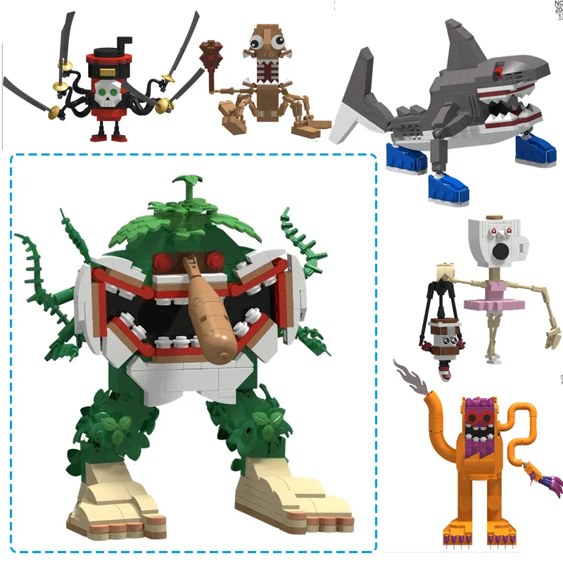 

Creative Animal Assembly MOC Building Blocks Kettle/Shark/Stickman/Tree Goblin Toys Model Collectible Ornaments Bricks DIY Gifts