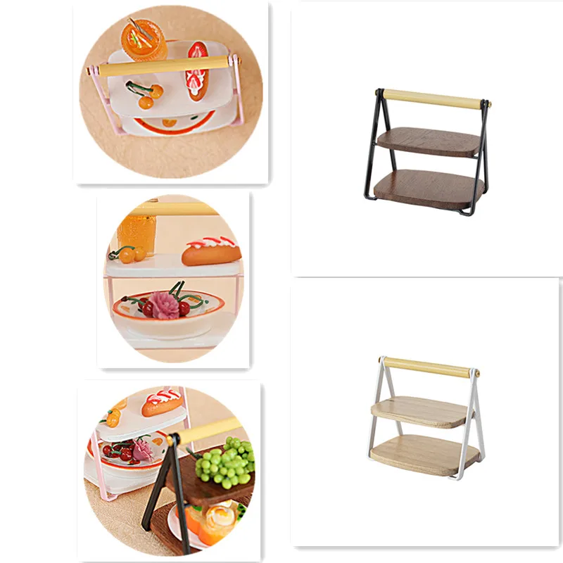 [JN] 1/12 Dollhouse Food Pallet Rack Mini Tray Holder Model Kitchen Furniture Decoration Dolls House Scene Decor
