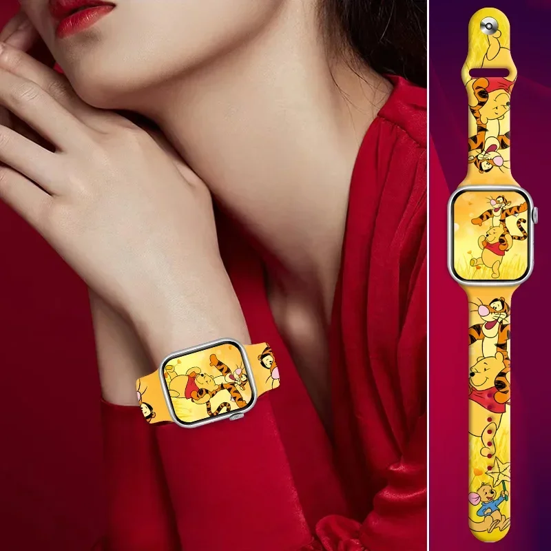 Disney Winnie Pooh Strap For iWatch Band 45mm 44mm 42mm 41mm 40mm 49mm correa bracelet iwatch series ultra 9 7 se 3 6 8 5 4 Gift