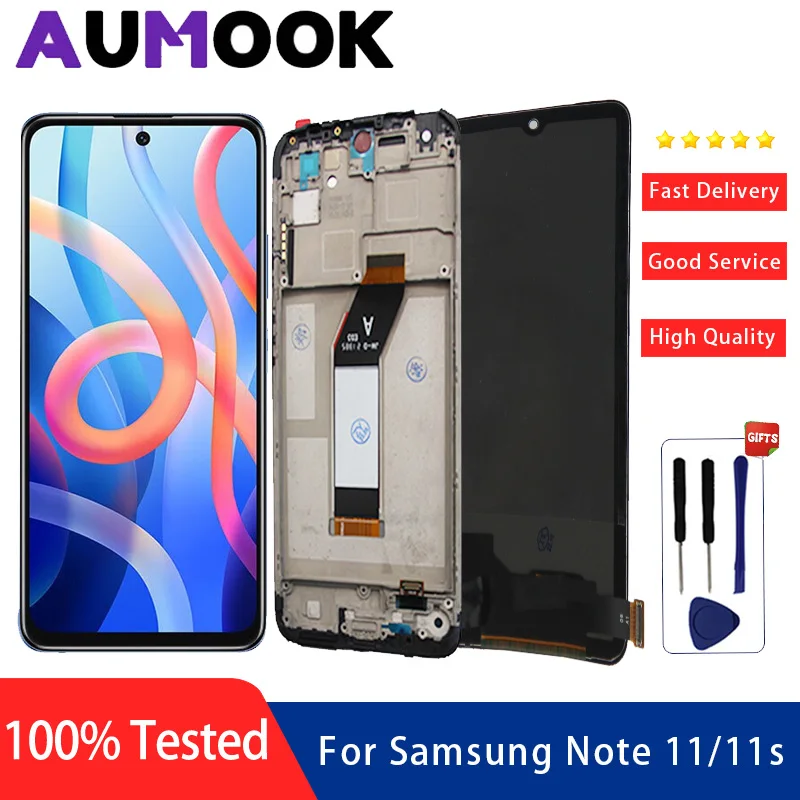 AMOLED LCD لشاومي ريدمي نوت 11 11S مجموعة لوحة محول الأرقام بشاشة تعمل بلمس لـ 2201117 تي جي 2201117 استبدال شاشة عرض LCD SG