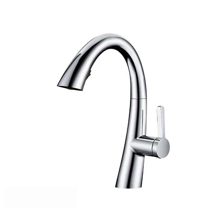 

Kitchen hidden pull-out hot and cold faucet bathroom cabinet ceramic washbasin shampoo gun ash faucet