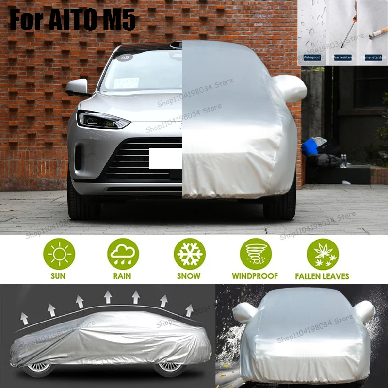 

For AITO M5 Auto parts Anti snow Anti dust Sunscreen Anti-uv Anti peeling paint And Anti Rainwater 210t car cover Car cover