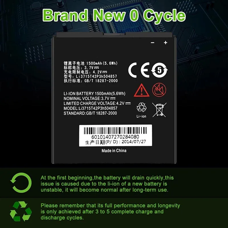 AT&T لبطارية بديلة ZTE Avail 2 Z992 Li3715T42P3h504857 #4