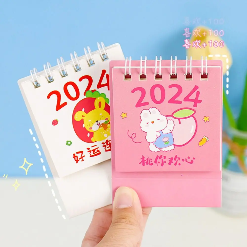 Kalender meja Mini 2024, kalender Flip berdiri Desktop untuk perencanaan pengaturan jadwal harian