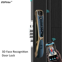 3D Face Recognition Cat Eye Fingerprint Wifi Smart Door Lock Password IC Card APP Control Key Backup Unlock For Home Apartment