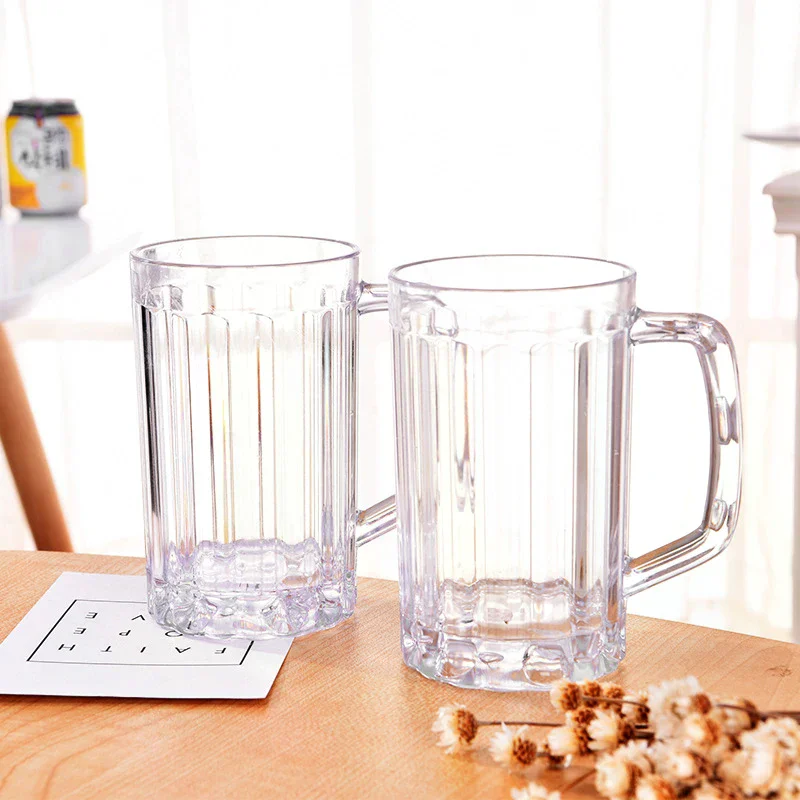 Transparent Beer Mug Plastic Unbreakable Breakfast Milk Coffee Juice Water Cup Barware Drinkware for Home Party Bar KTV 500ML