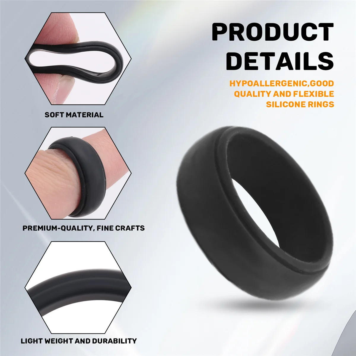 NN89R 8 мм популярные черные мужские силиконовые крутые кольца женские резиновые обручальные кольца экологическое спортивное кольцо # 8