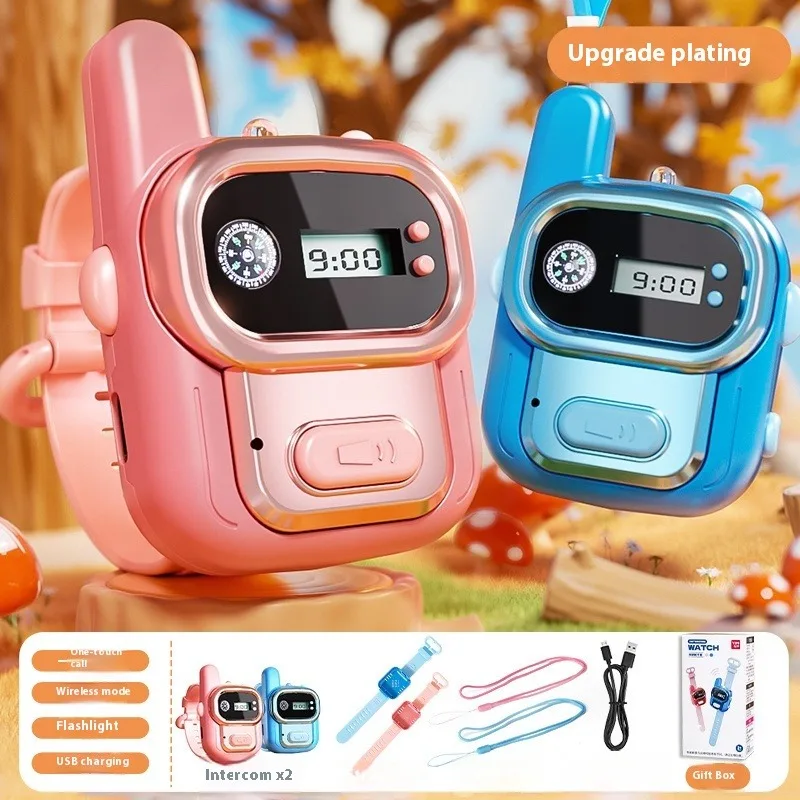 Walkie Talkie para niños, reloj inalámbrico con luz, carga USB, interfono escolar para exteriores, juguetes educativos para niños, regalos para niños y niñas