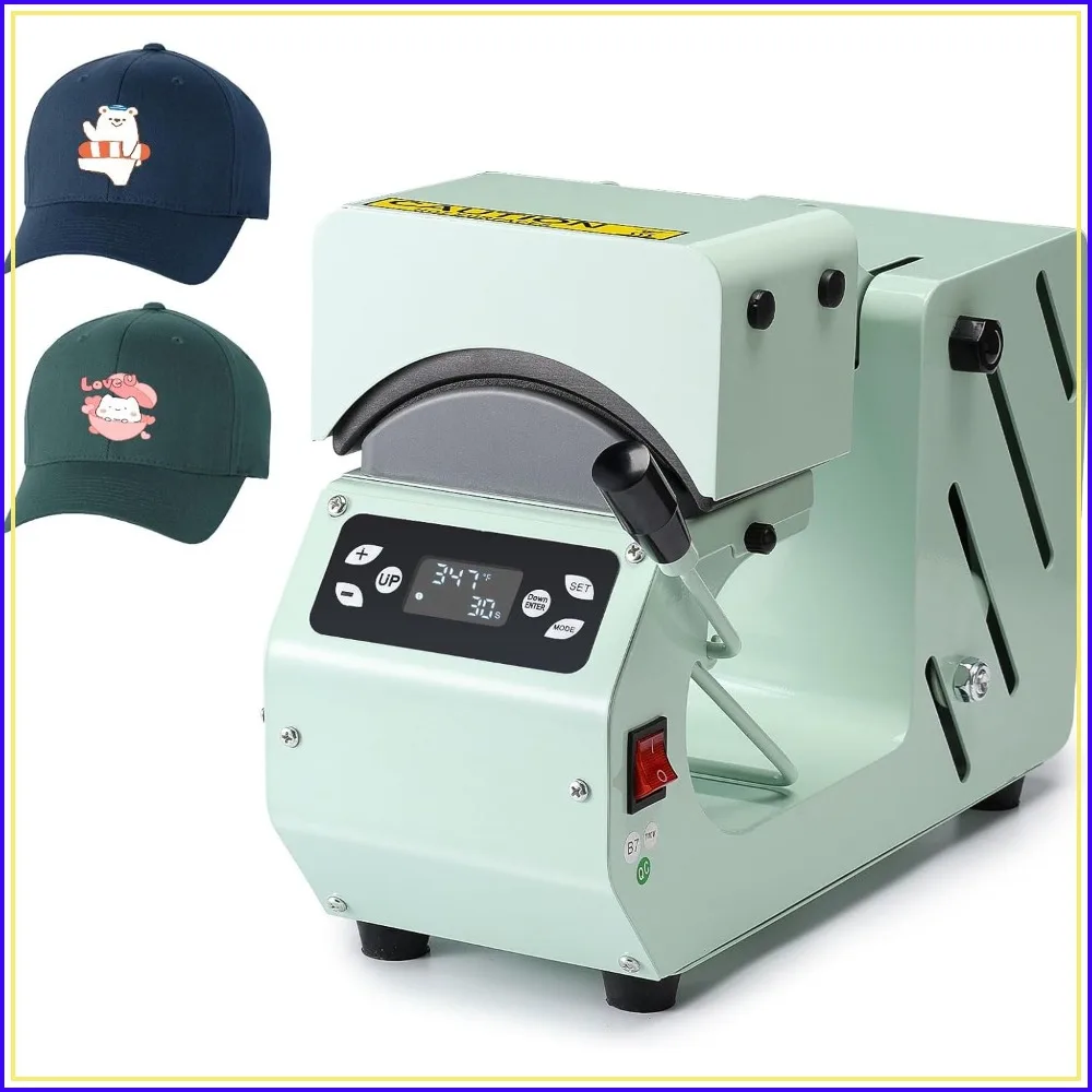 

Hat Heat Press Machine for Caps with 2 Interchangeable Platens, Temp & Time Control, Auto Countdown, Efficient HTV Iron On & Sublimation