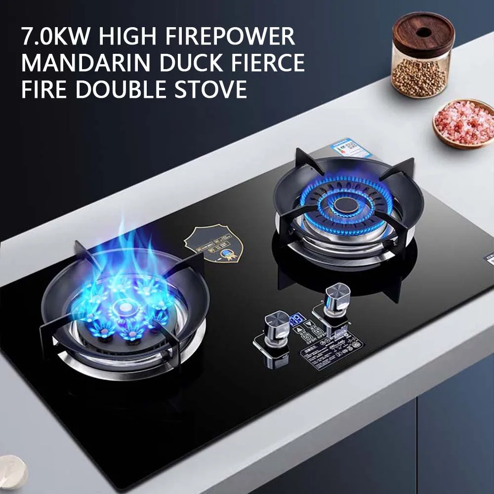 High Fire Stove Desktop Dual Stove Large Firepower Left And Right Independent Timing Embedded Gas Stove