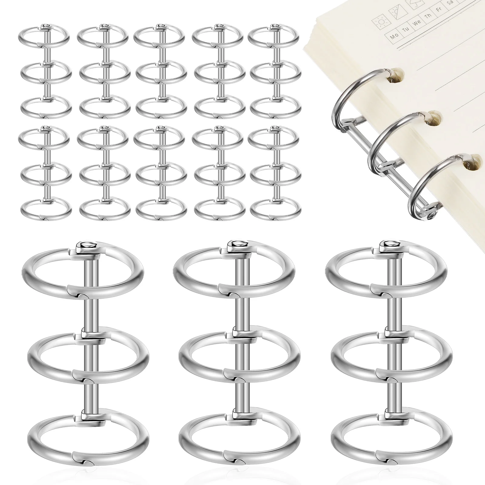 20 Pcs Calendar Ring Binding Advent Calendars Metal Desk Iron Loose Leaf Binder Rings Clips