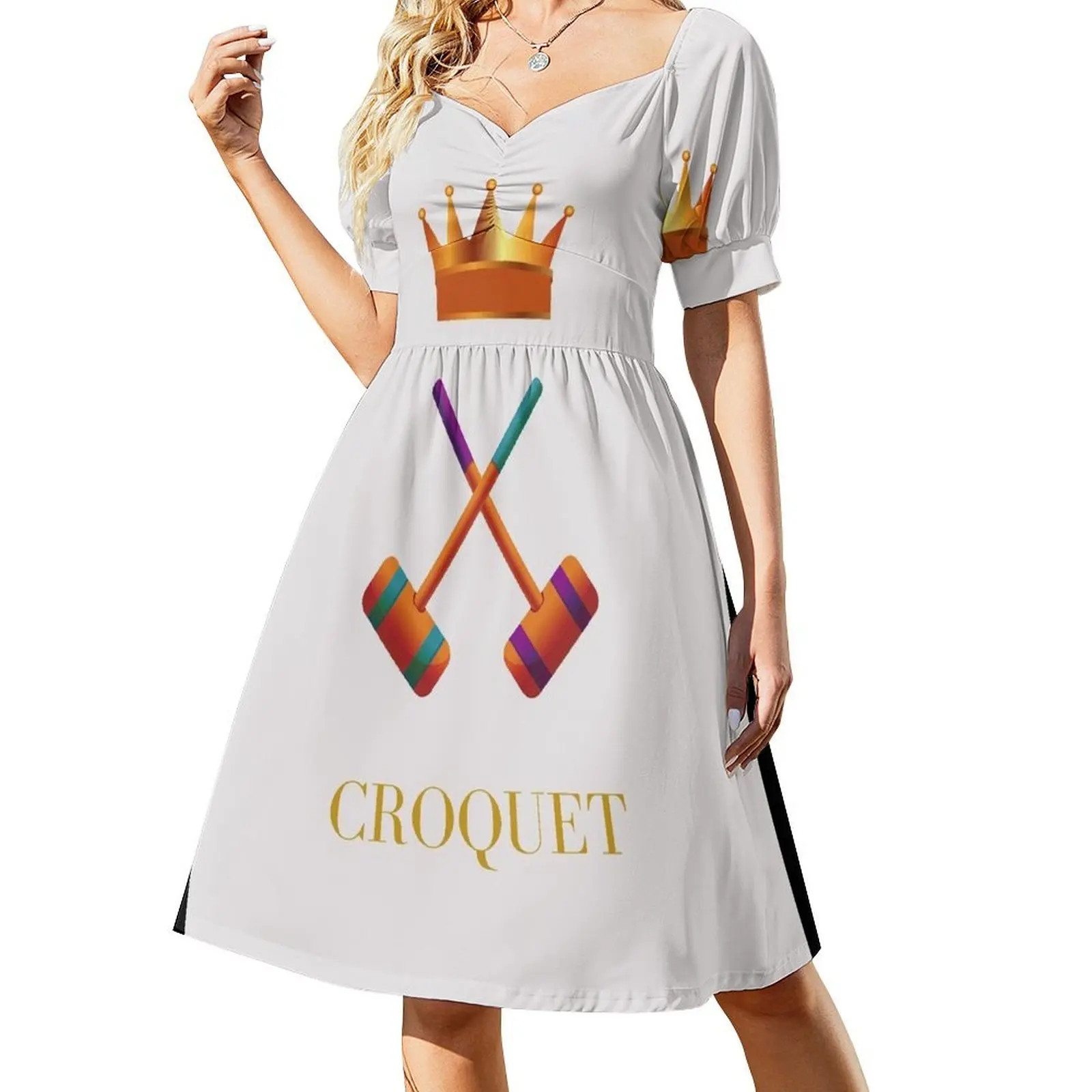 

Croquet mallets and crown Short Sleeved Dress Dresses beach outfits for women dress korean style Dress