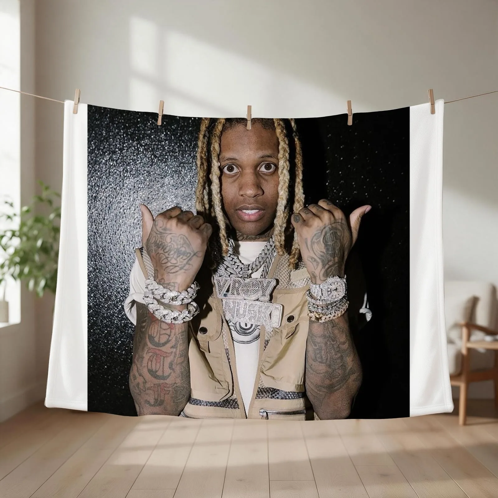 lil durk Throw Blanket Soft Plaid Softest Luxury Personalized Gift Blankets