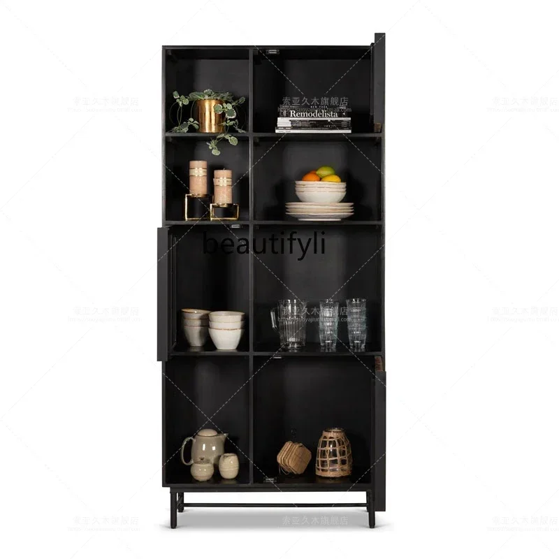 

l American retro floor-to-ceiling locker integrated against the wall solid wood medieval locker display bookshelf