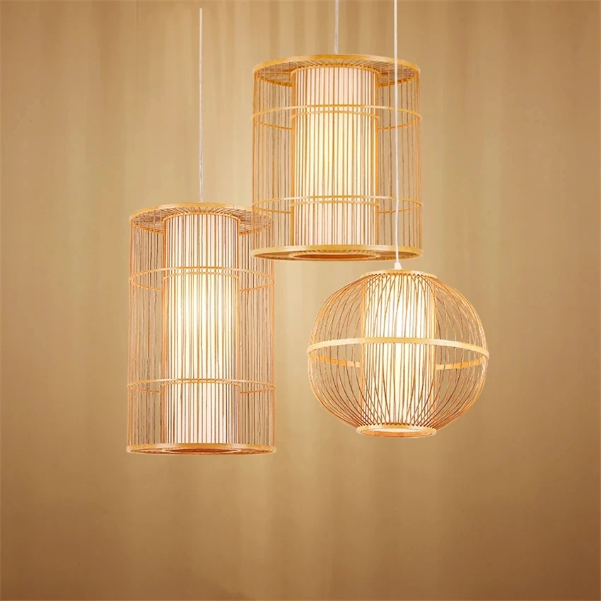 

Chinese Bamboo LED Chandeliers Living Room Hotel Lobby Restaurant Pendant Lamp Lighting Bedroom Teahouse Hanging Lamps Luminaire