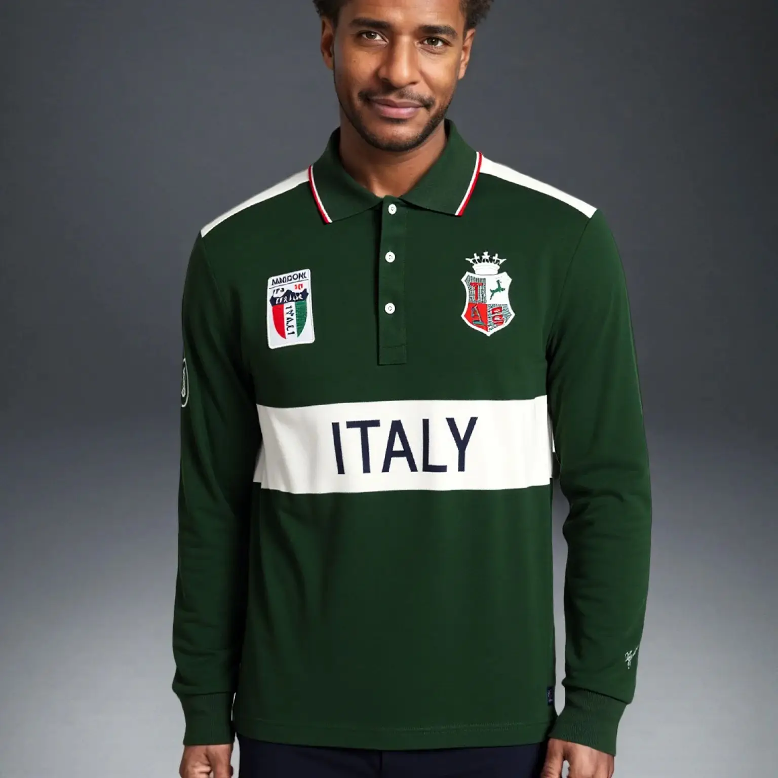 

Classic Italy Green Men Full Polo Shirts Great Designer Long Sleeve Fashion Casual Golf Collar T Shirts for Autumn Male clothing