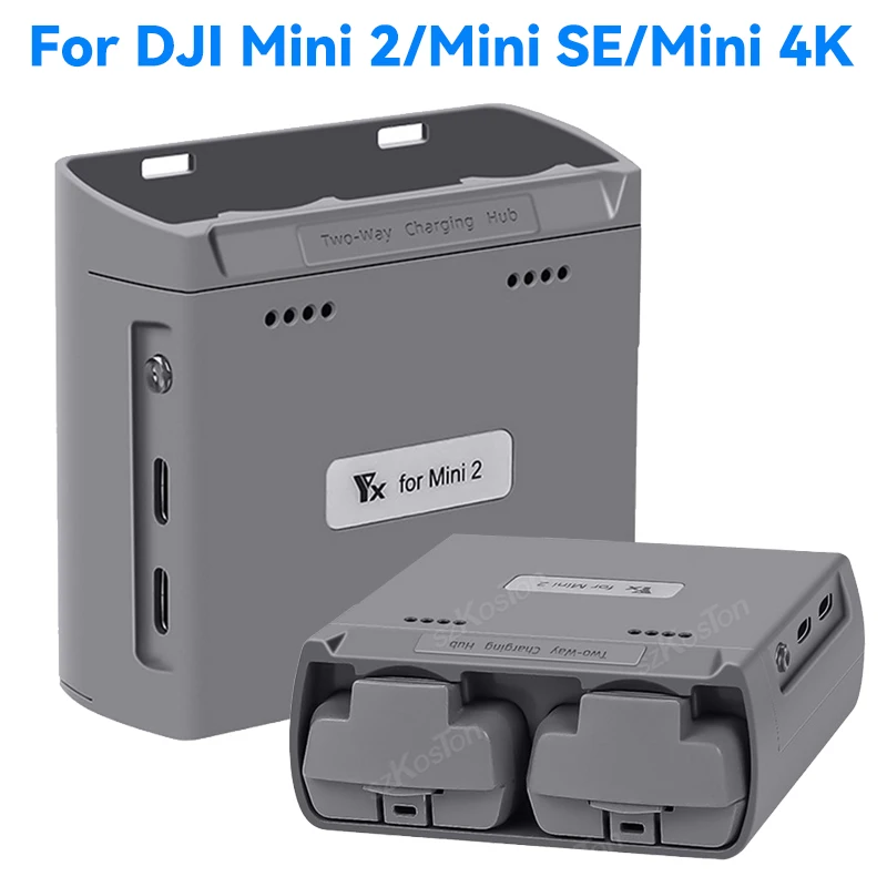 For DJI Mini 4K/MINI 2/Mini 2 SE Charging Hub 2-ways Battery USB Charging Remote Control Batteries Power Bank Drone Accessories