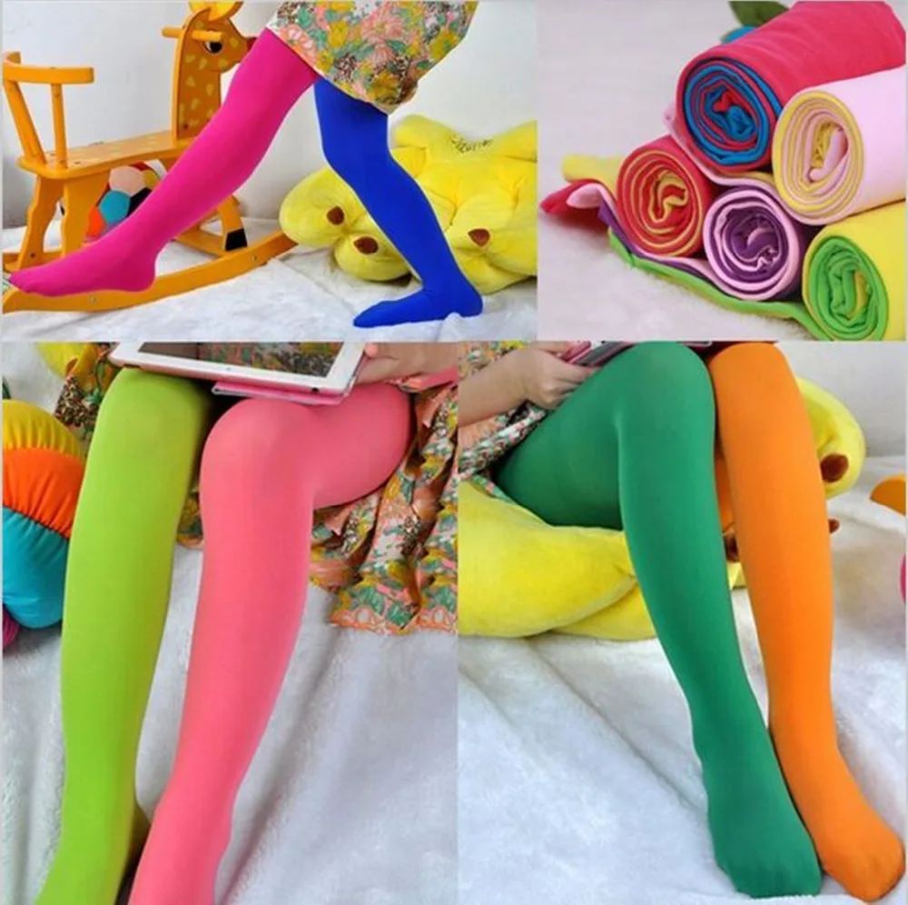 spring autumn Student Kids Stocking Candy Color Mixed Tights for girls Baby Stretch Trouser Skinny Pants Women Dance Pantyhose