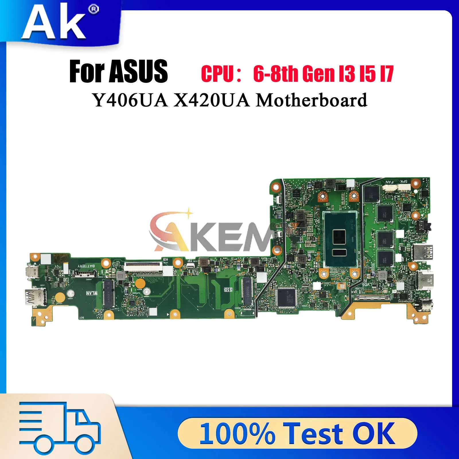 

X420UA Laptop Motherboard For ASUS VivoBook X420U X420UA Y406UA Notebook Mainboard With I3 I5 I7 CPU 100% tests OK fast shipping