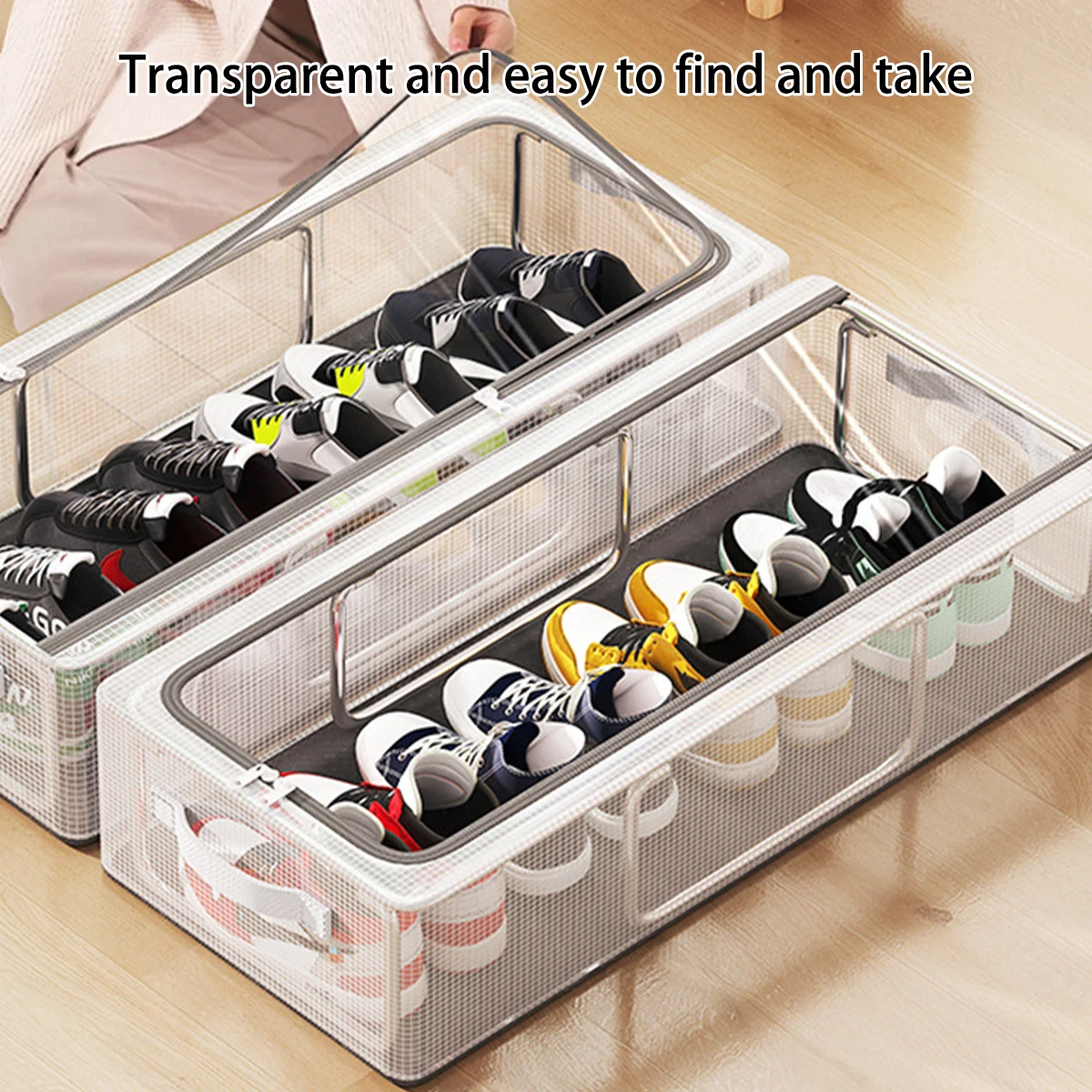 PVC Shoe Storage Box Waterproof Foldable Shoe Organizer for Closet Stackable Shoe Boxes Clear Plastic Shoe Organizer