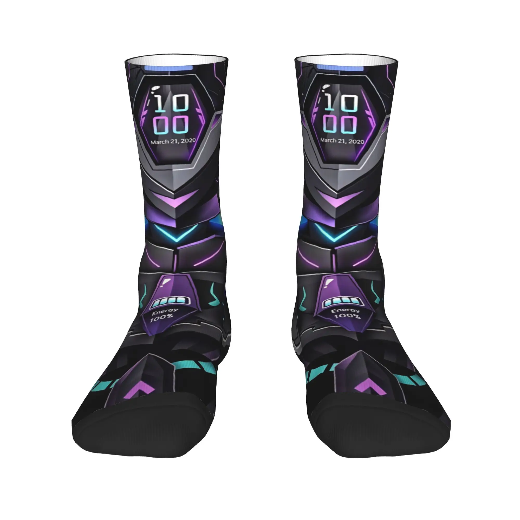 Metallic Mechanical Robots Socks  Funny Stockings Winter Anti-Slip Women Men Socks Soft Breathable Pattern Skateboard Socks