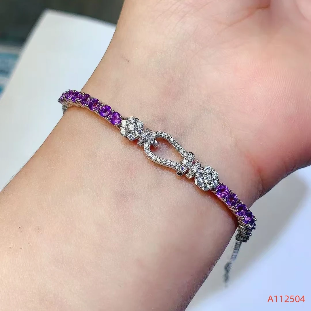 

Natural Brazilian Amethyst Women's Necklace S925 Sterling Silver Exquisitely Inlaid, Mysterious Purple, Flawless Clarity