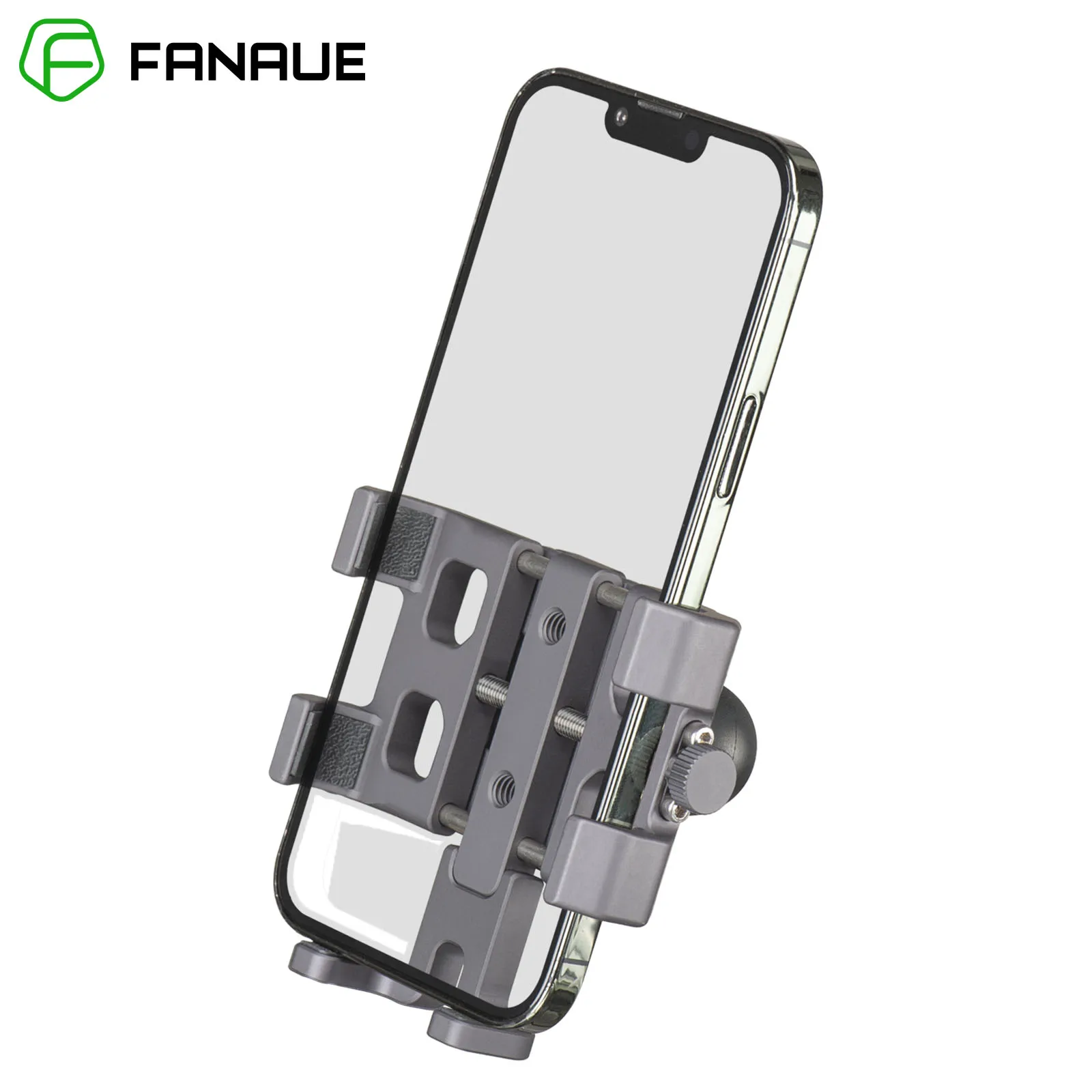 FANAUE Motorcycle Phone holder with Vibration Dampener Aluminum Alloy Handlebar Cell Clip for ATV/ UTV Bike  Bicycle Motorbike