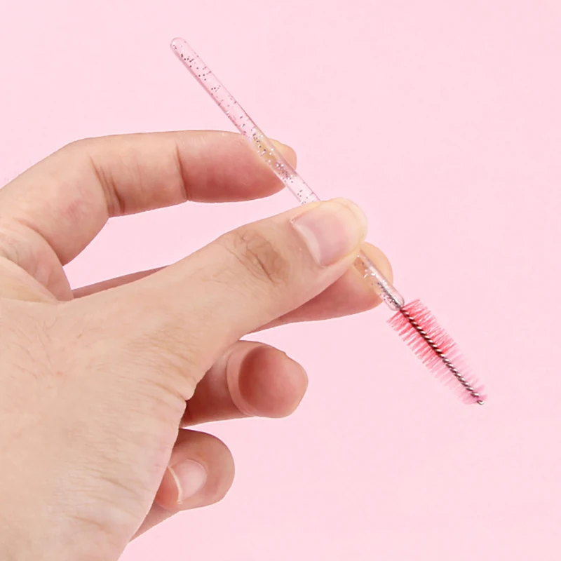 50 Stuks Gekleurde Wimper Borstel Lash Mascara Wand Wimper Kruller Valse Lash Extensie Tool Buigbare Wenkbrauw Borstel Kam