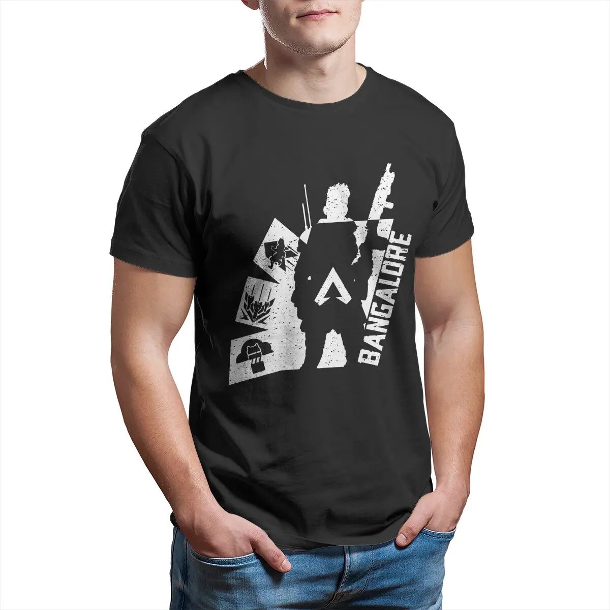 

Apex Legend - Bangalore Black And White 100% Cotton vintage Oversized printed t-shirt plus size T-shirts for men