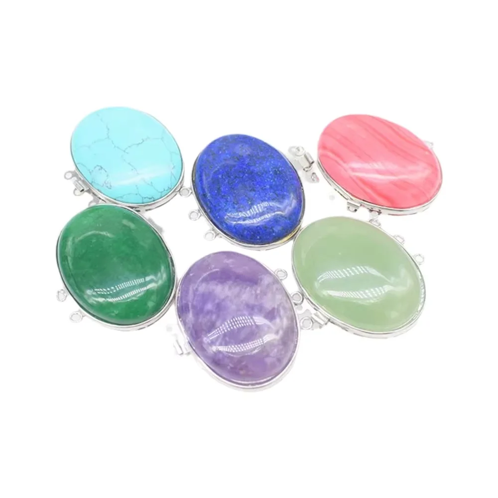 1piece Multi-Row nature stone 30*40mm agate jade Clasp  Jewellery Connector VintageDIY Making Necklace Accessories