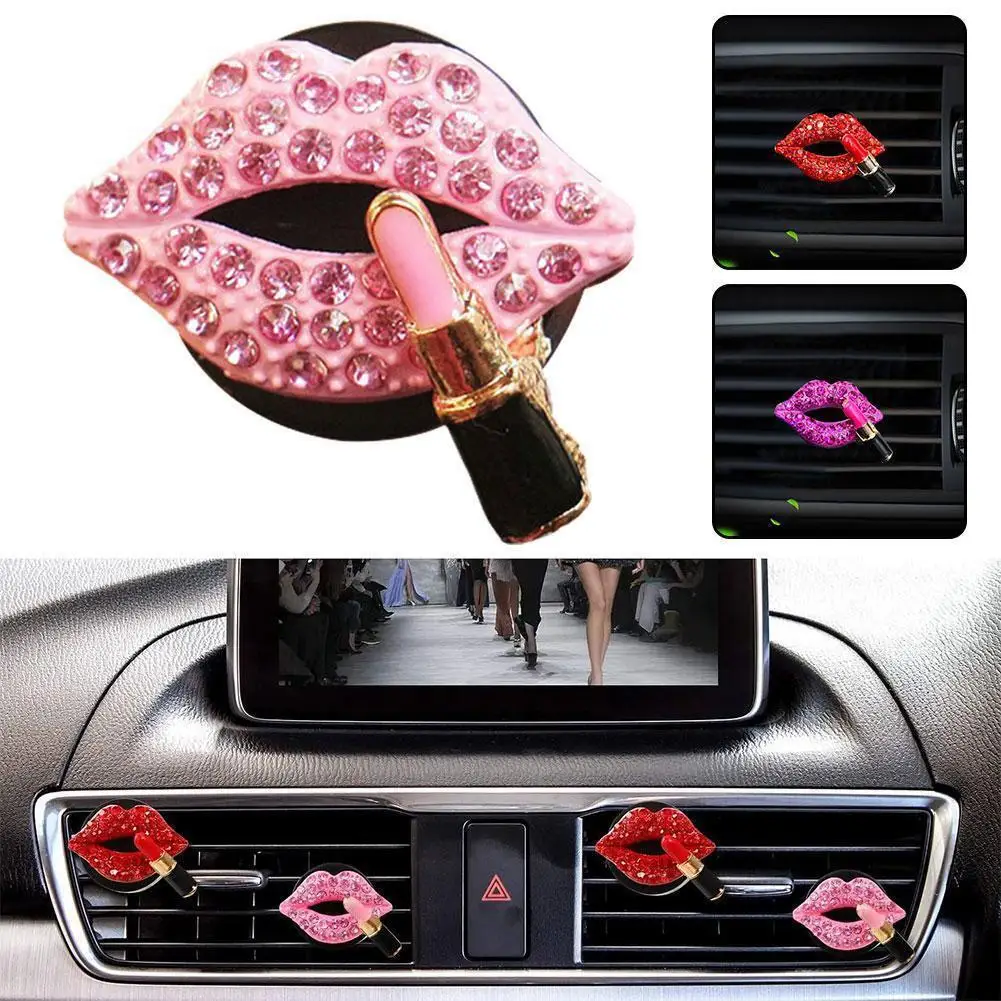 

Car Air Aromatherapy Clip Red Lips Lipstick Car Decoration Car Aromatherapy Accessories Styling Car Diamond Clip P1N4