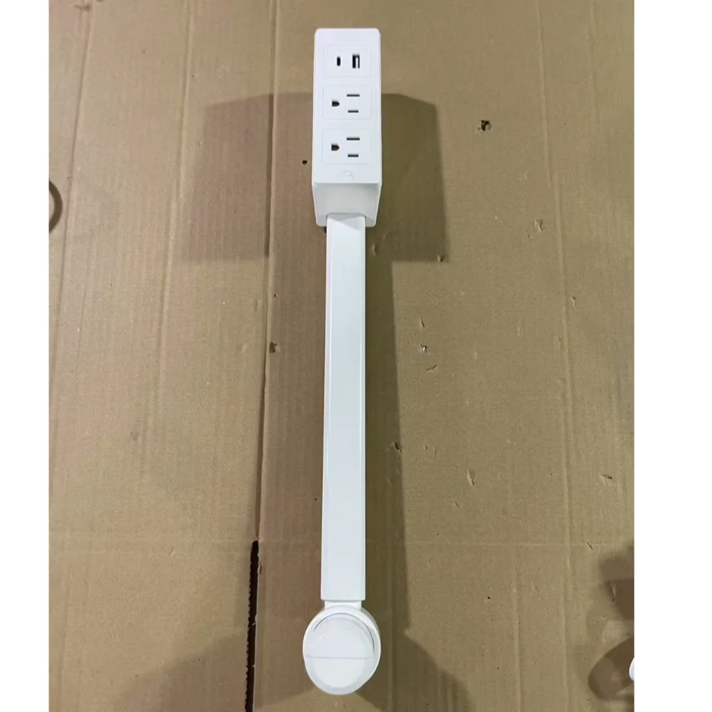 

Hot Rotates 180° Electrical Outlet Extender Adjustable Length White Flat Plug Power Strip Power Outlets Extender for NightStand