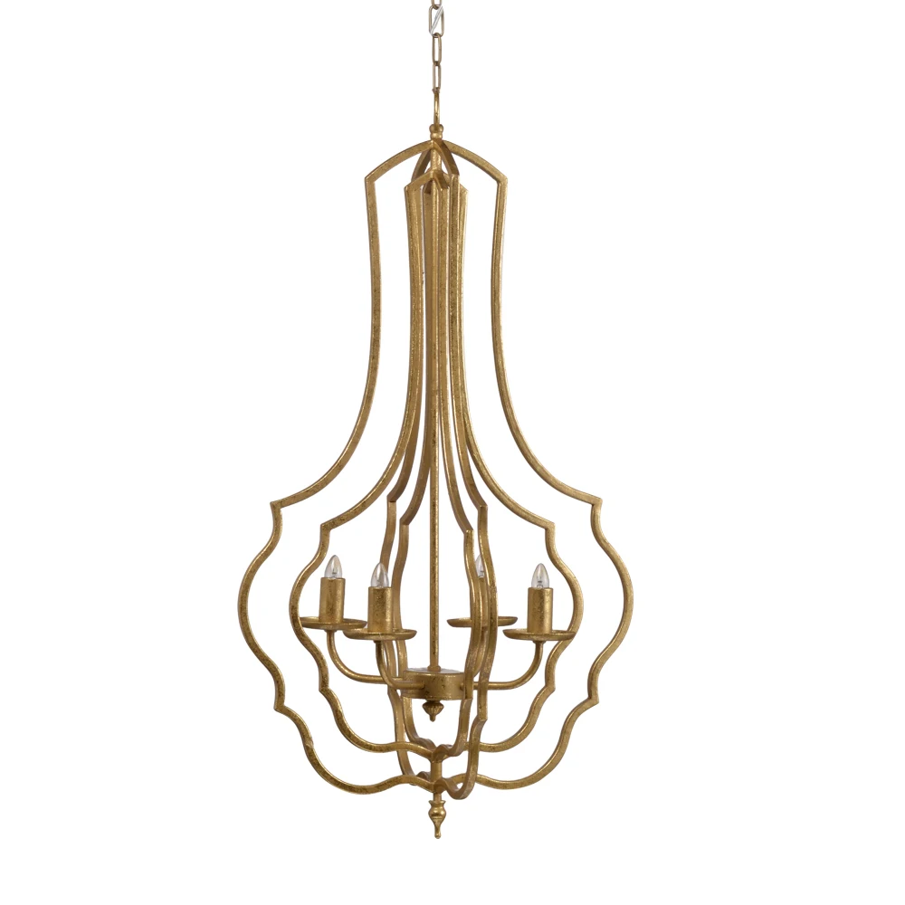 4 - Light Metal Chandelier, Hanging Light Fixture with Adjustable Chain for Kitchen Dining Room Foyer Entryway,Bulb Not Included