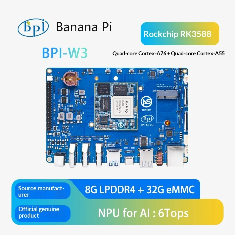 BPI W3 Open Source Router Development Board Rockchip RK3588 Design Dual Band Network Expansion DIY Development Kit