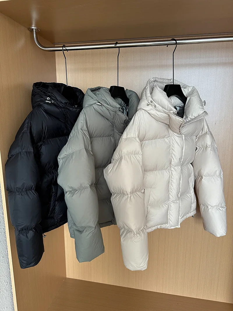 New Winter High End Women Down Coat Hooded Thickened 90% White Duck Down Coat Warm Fit Short Girls Parka Snow Wear Overcoat