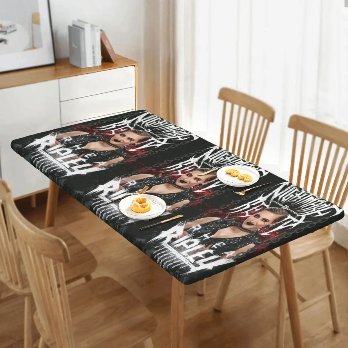 She Is My Mami Rhea Ripley Bootleg Wrestler Customized Rectangular Tablecloth Oilproof Table Cover for Dining Events Table Cloth
