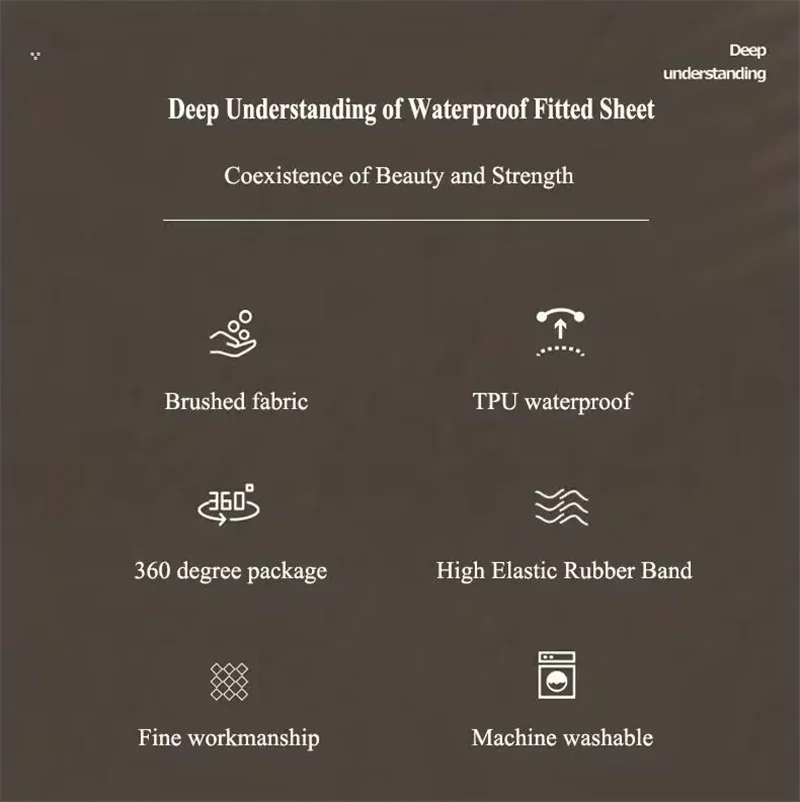100% Waterproof Mattress Cover Protector Adjustable Non-slip Bed Fitted Sheet With Elastic Band for King Queen 90/140/160/200